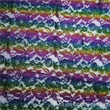 telas de vestido de encaje de cordón de poliéster de lámina multicolor